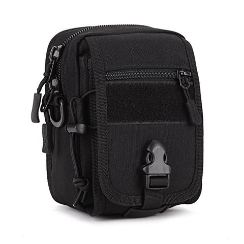 Military Tactical MOLLE Phone Pouch Waist Belt Bag Pack Gear Messenger Shoulder Saddlebag (Black)