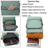 Ronyes Vintage Laptop Backpack for Women Men Unisex College Bag School College Bookbag 15.6inch Laptop Bag Small Computer Backpack Stylish Casual Rucksack Daypacks with USB Charging Port (LightGreen)