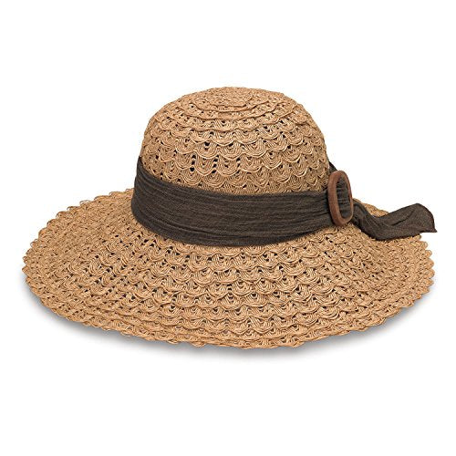 Elegant Brown Wide Brim Hat with Braided Detail Wide Flat Brim Fedora Hat With Braided Band and Feather  main image 3