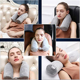 Cotton Li SA Neck Pillow for Travel Home, Portable Head Cervical Support Rest Cussion Twist Adjustable Bendable Memory Foam Roll Pillow for Flight/Road Trips, Office Nap, Camping - Grey