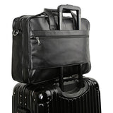 Polare Men'S Real Soft Napa Leather 17'' Briefcase Laptop Business Bag Black