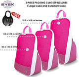 Compression Luggage Cubes for Traveling, Travel Organizer, Packing Travel Organizer Set of 3pcs Cube Bags, Unique & Lovely Design, Durable Quality, Perfect as a Gift (Rose)