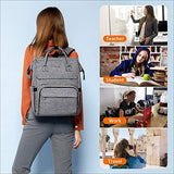 Laptop Backpack for Women Fashion Travel Bags Business Computer Purse Work Bag with USB Port, Grey