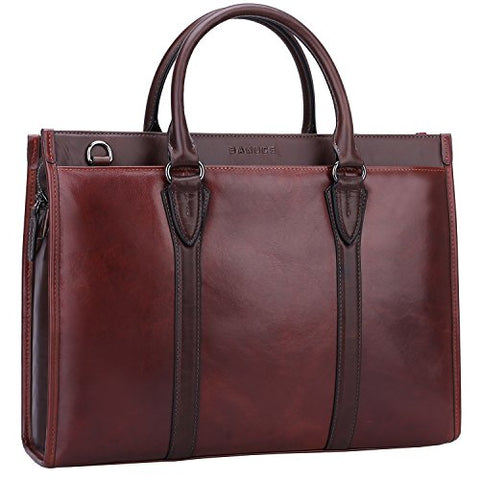 Banuce Vintage Full Grain Leather Briefcase for Men 2way Business Tote Laptop Shoulder Messenger