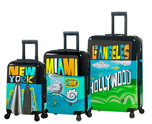 Mia Toro Lebo-Destination USA Luggage 3 Piece Set