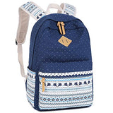School Backpack for Girls,Hey Yoo Printed Canvas Casual Bookbag Backpack for Girls School (blue)