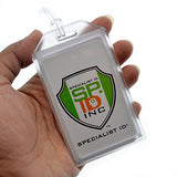 5 Pack - Premium Rigid Airline Luggage Tag Holders with 6" Worm Loops - Heavy Duty Hard Plastic -Suitcase ID Tag Identifiers with Business Card Insert Window by Specialist ID (Translucent/Clear)