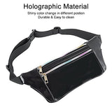 iAbler Holographic Fanny Pack for Women and Men Metallic 80s Shiny Fanny Packs with Adjustable Belt