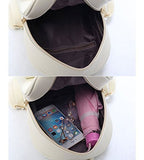 Girls Bowknot 3-Pieces Fahsion Leather Backpack Mini Backpack Purse For Women Beige