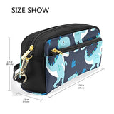 Colourlife Turquoise Dinosaurs Pu Leather Pencil Case Holder Pouch Makeup Bags For Boys Girls
