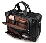 Men Vintage Black Genuine Leather Briefcase Office Business Messenger Bag