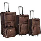 Rockland Luggage 4 Piece Luggage Set, Brown Leopard, Medium