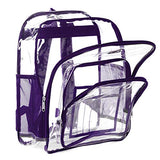 Heavy Duty Clear Backpack Quality See Through Student Bookbag Durable PVC Travel Transparent Workbag Stadium Security Bag | Purple