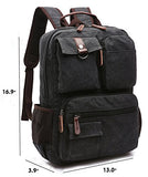 Berchirly Men's Vintage Canvas School Backpack Laptop Bookbag Black