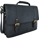 Hidesign Charles Large Double Gusset Leather 17" Laptop Compatible Briefcase, Black