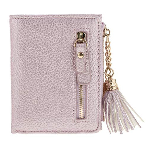 Leather Zipper Wallet Clutch Passport Durable Travel Purse With Tassel (Color - Purple)