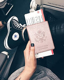 SAM & LORI Vaccine Card Protector Holder with Passport Holder Case, PU Leather Wallets Passport Cover and CDC Vaccine Card Slot Combo Rose gold