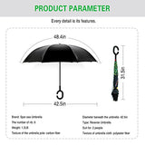 Spar. Saa Double Layer Inverted Umbrella with C-Shaped Handle, Anti-UV Waterproof Windproof Straight Umbrella for Car Rain Outdoor Use