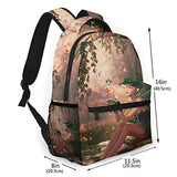 Multifunctional Casual Backpack,3d Computer Graphics Of A Fairy And Flying Butterflies,Adult Teens College Double Shoulder Pack Travel Sports Bag Computer Notebooks
