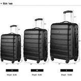 Merax Travelhouse Luggage Set 3 Piece Expandable Lightweight Spinner Suitcase (Black2019)