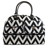 Ever Moda Fashion Pattern Print Duffle Bag, 18", Chevron Black