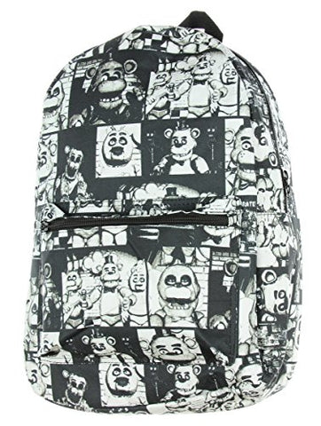 Five Nights At Freddy'S Black & White Characters All Over Print Backpack