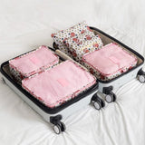 6Pcs Waterproof Travel Storage Bags Clothes Packing Cube Luggage Organizer Pouch (Pink cherry)