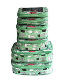 LeanTravel Compression Packing Cubes Luggage Organizers for Travel W/Double Zipper (6) Set (Green