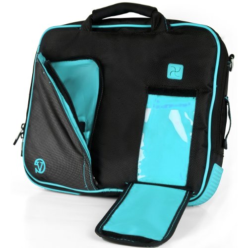 Vangoddy Pindar Sling – Black Aqua Blue Pro Deluxe Shoulder Messenger Carrying Bag For Lenovo