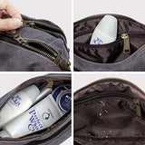 Habitoux -DOPP Kit Mens Toiletry Travel Bag YKK Zipper Canvas & Leather (Medium, Grey)
