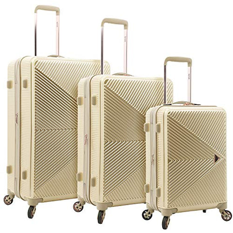 kensie Women's Dawn Hardside 3-Piece Spinner Luggage Set, Pale Gold, (20/24/28)