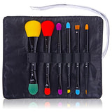 Shany 6 Piece Double Sided Travel Brush Set With Pouch Synthetic And Natural Hair, Luna