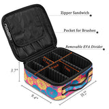 NiceEbag Travel Makeup Bag Cosmetic Bag for Women Girls Professional Train Case Nylon Cosmetic Storage Organizer with Removable Dividers for Cosmetics Make Up Tools, Large & Cute & DIY, Rose