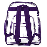 Heavy Duty Clear Backpack Quality See Through Student Bookbag Durable PVC Travel Transparent Workbag Stadium Security Bag | Purple