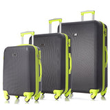 3 Pc Luggage Set Durable Lightweight Hard Case Pinner Suitecase-Lug3-Ly71Val-Black/Yell