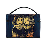 GIOVANIOR Gothic Witchcraft Siamese Twins Large Cosmetic Bag Travel Makeup Organizer Case Holder