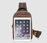 Men's Cotton Canvas Backpack Multi-functional Bag with Leather Fashion Shoulder Bag Chest Bag