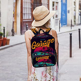 LORVIES American Muscle Car in Retro Neon Style Painting School Bag for Student Bookbag Women Travel Backpack Casual Daypack Travel Hiking Camping