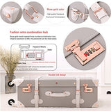 Unitravel Vintage Suitcase Retro Pu Trunk Rolling Spinner Lightweight Luggage