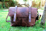 Cuero 15" Men's Auth Real Leather Messenger Laptop Briefcase Satchel Men and Women