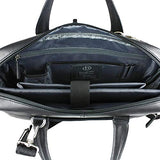 Bugatti Sartoria Medium Top Grain Leather Zipper Briefcase, Leather, Black