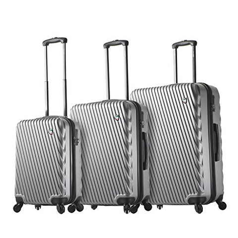 Mia Toro Italy Roulgatti Hardside Spinner Luggage 3pc Set,Silver
