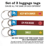 Buttonsmith Custom Luggage Tags - Set of 3 - Customize With Your Text - Designed, Printed, and