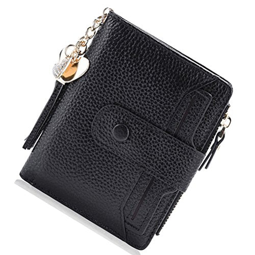 BOBILIKE Genuine Leather Bifold Wallet Small Coin Purse Card Holder ID Window Wallets for