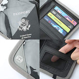Passport Wallet Holder for Men&Women,RFID Blocking Travel Waterproof Zipper Credit Card Money Storage Bag Multifunctional Family Cellphone Boarding Passes Organizer with Crossbody Belt (Gray)