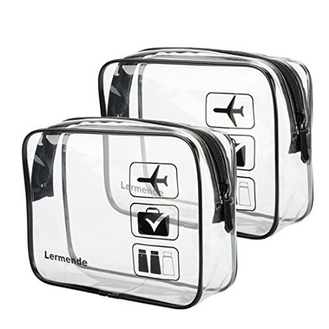 2Pcs/Pack Lermende Clear Toiletry Bag Tsa Approved Travel Carry On Airport Airline Compliant Bag