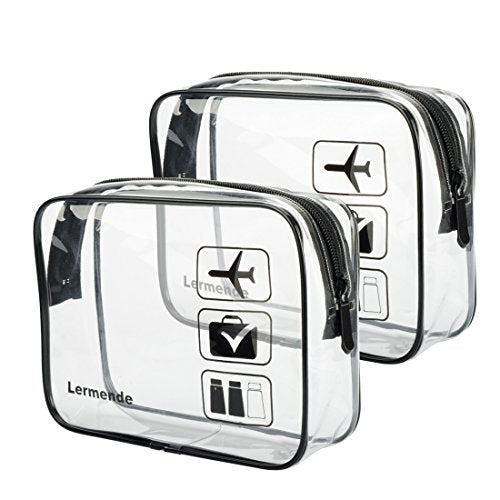 2Pcs/Pack Lermende Clear Toiletry Bag Tsa Approved Travel Carry On Airport Airline Compliant Bag