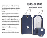 NapaWalli Leather Instrument Baggage Bag Luggage Tags with Privacy Cover 2 Pcs Set (Blue Navy)