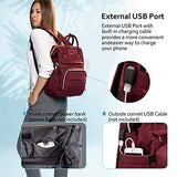 Laptop Backpack for Women Fashion Travel Bags Business Computer Purse Work Bag with USB Port, Wine Red