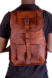 KPL Genuine Leather Backpack Rucksack Satchel Hiking Bag School Leather Bag